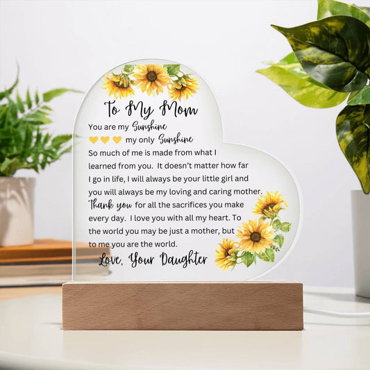 To My Mom | Printed Heart Acrylic Plaque